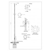 Stalp de iluminat stradal H=10M octogonal cu flansa