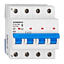 Întreruptor automat modular (MCB) AMPARO 6kA, C 32A, 3P+N