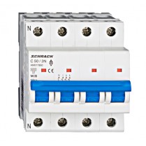 Întreruptor automat modular (MCB) AMPARO 6kA, C 50A, 3P+N